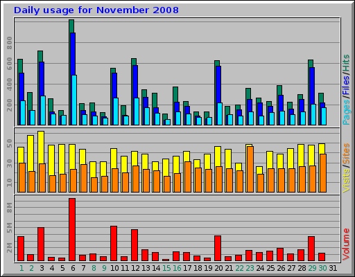 Daily usage for November 2008 Daily usage for November 2008