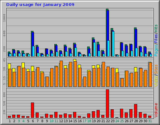 Daily usage for January 2009