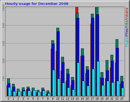 Hourly usage for December 2008