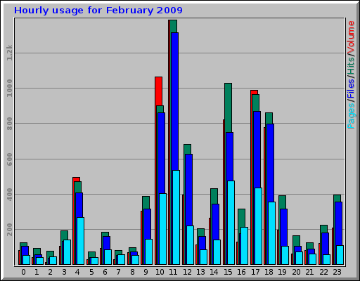 Hourly usage for February 2009